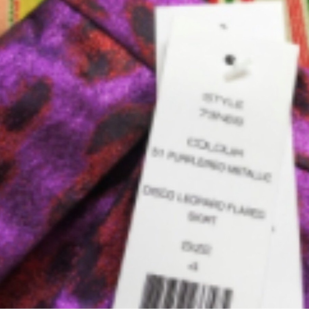 NEW Disco Purple Lantern Skirt Metallic Leopard Print Size 6 - Picture 3 of 6